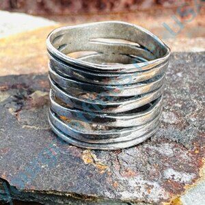 Sterling Silver Free-form Wide Band Ring Size 6 3/4